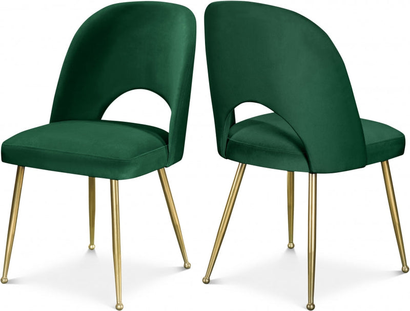 Logan Velvet Upholstered Dining Chair in Green, Set of 2 - 990Green-C