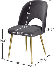 Logan Velvet Upholstered Dining Chair in Grey, Set of 2 - 990Grey-C