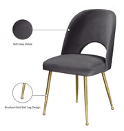 Logan Velvet Upholstered Dining Chair in Grey, Set of 2 - 990Grey-C