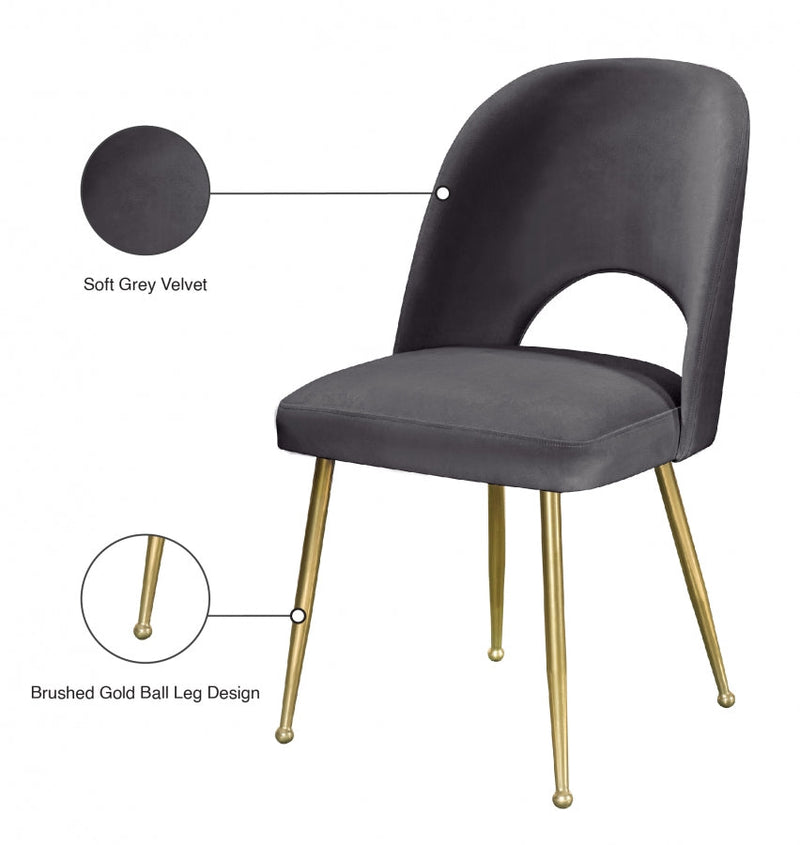 Logan Velvet Upholstered Dining Chair in Grey, Set of 2 - 990Grey-C