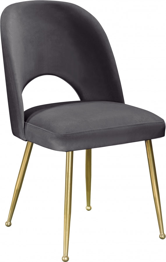Logan Velvet Upholstered Dining Chair in Grey, Set of 2 - 990Grey-C