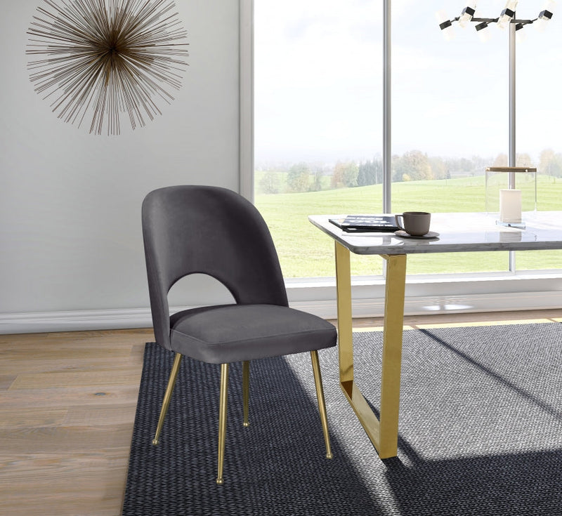 Logan Velvet Upholstered Dining Chair in Grey, Set of 2 - 990Grey-C