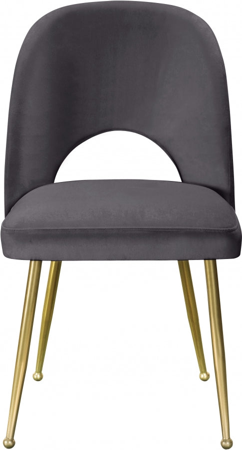 Logan Velvet Upholstered Dining Chair in Grey, Set of 2 - 990Grey-C