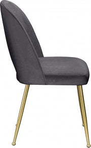 Logan Velvet Upholstered Dining Chair in Grey, Set of 2 - 990Grey-C