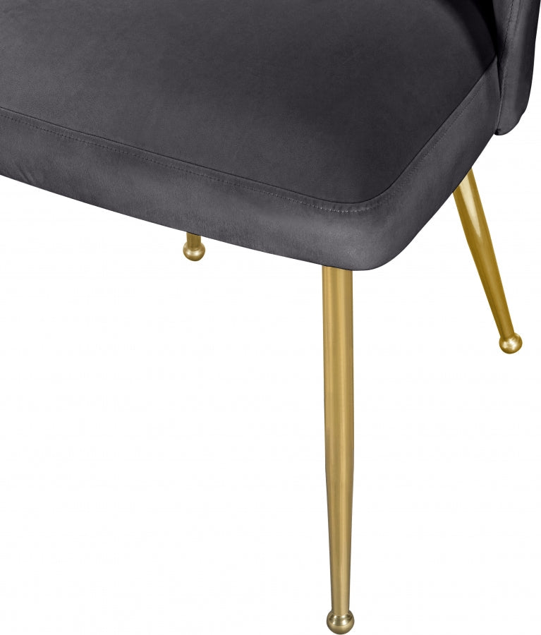 Logan Velvet Upholstered Dining Chair in Grey, Set of 2 - 990Grey-C