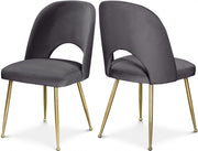 Logan Velvet Upholstered Dining Chair in Grey, Set of 2 - 990Grey-C