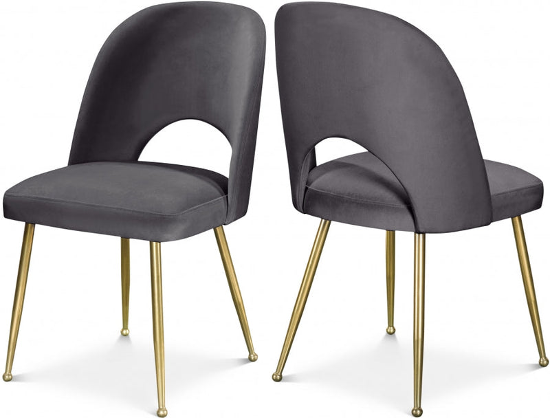 Logan Velvet Upholstered Dining Chair in Grey, Set of 2 - 990Grey-C