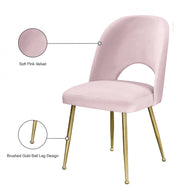 Logan Velvet Upholstered Dining Chair in Pink, Set of 2 - 990Pink-C