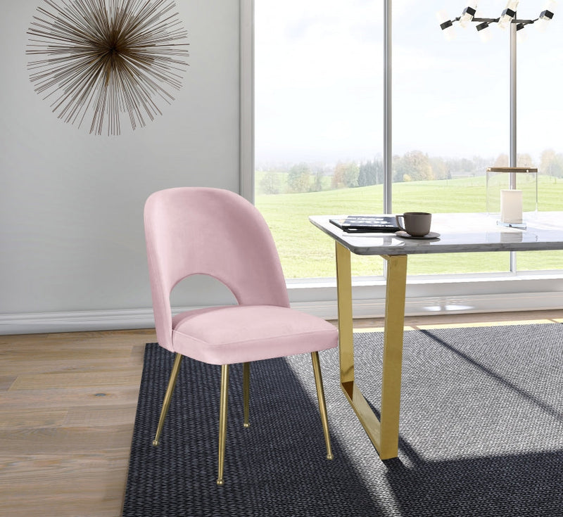 Logan Velvet Upholstered Dining Chair in Pink, Set of 2 - 990Pink-C