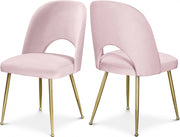 Logan Velvet Upholstered Dining Chair in Pink, Set of 2 - 990Pink-C