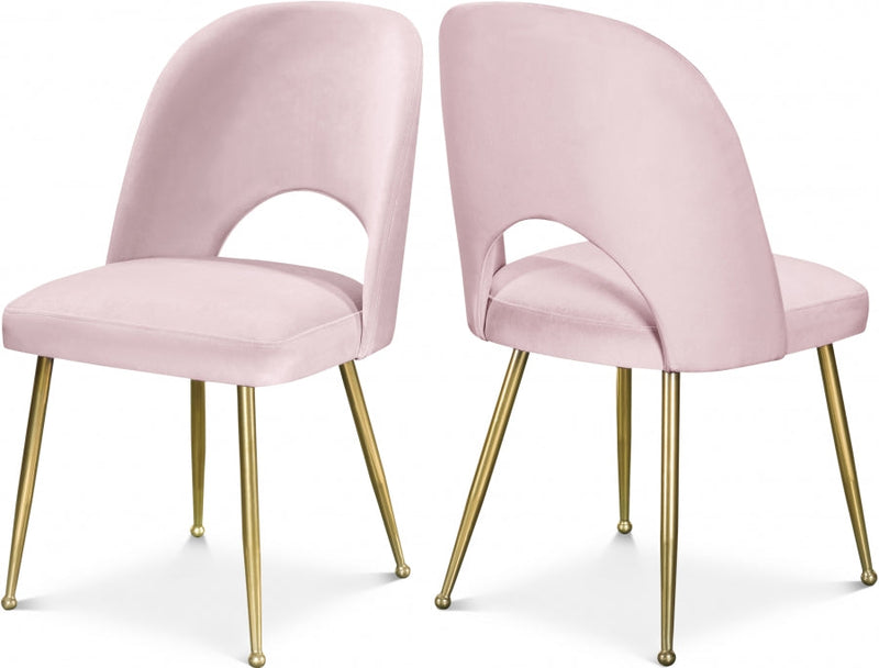 Logan Velvet Upholstered Dining Chair in Pink, Set of 2 - 990Pink-C