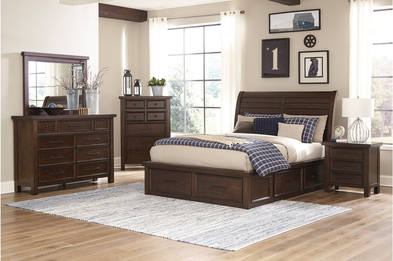 Logandale Brown Sleigh Storage Platform Bedroom Set - Gate FurnitureBedroom Set