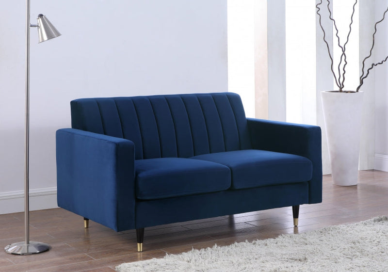 Lola 60" Velvet Upholstered Loveseat in Blue - 619Navy-L