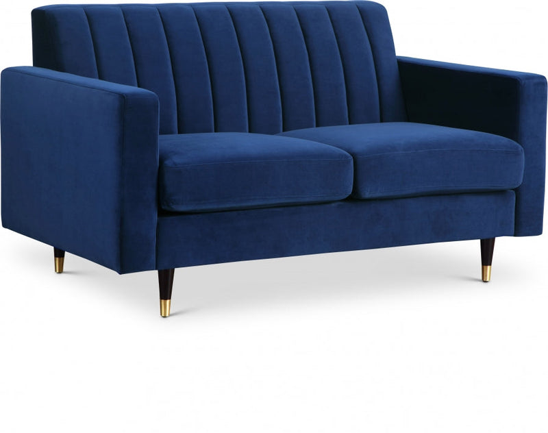 Lola 60" Velvet Upholstered Loveseat in Blue - 619Navy-L