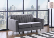 Lola 60" Velvet Upholstered Loveseat in Grey - 619Grey-L
