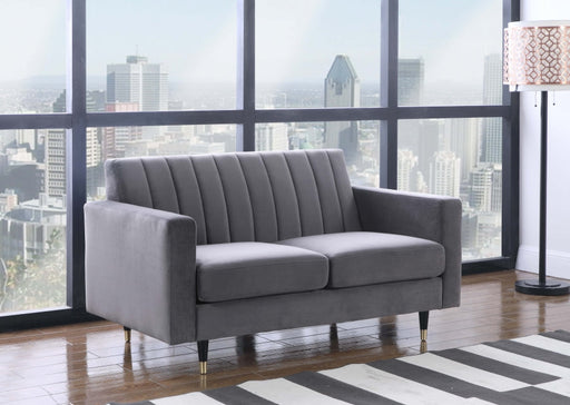 Lola 60" Velvet Upholstered Loveseat in Grey - 619Grey-L