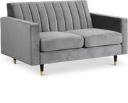Lola 60" Velvet Upholstered Loveseat in Grey - 619Grey-L