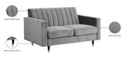 Lola 60" Velvet Upholstered Loveseat in Grey - 619Grey-L