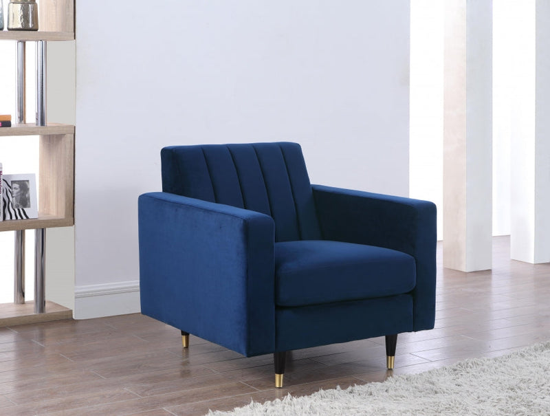 Lola Velvet Upholstered Chair in Blue - 619Navy-C