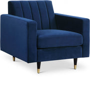 Lola Velvet Upholstered Chair in Blue - 619Navy-C