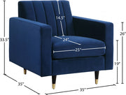 Lola Velvet Upholstered Chair in Blue - 619Navy-C