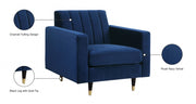 Lola Velvet Upholstered Chair in Blue - 619Navy-C