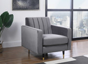Lola Velvet Upholstered Chair in Grey - 619Grey-C