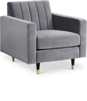Lola Velvet Upholstered Chair in Grey - 619Grey-C