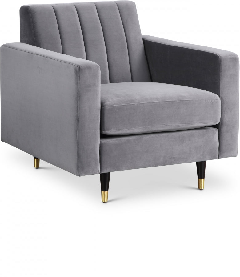 Lola Velvet Upholstered Chair in Grey - 619Grey-C