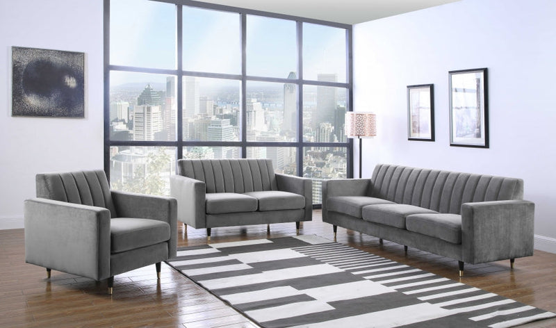 Lola Velvet Upholstered Chair in Grey - 619Grey-C