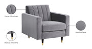 Lola Velvet Upholstered Chair in Grey - 619Grey-C