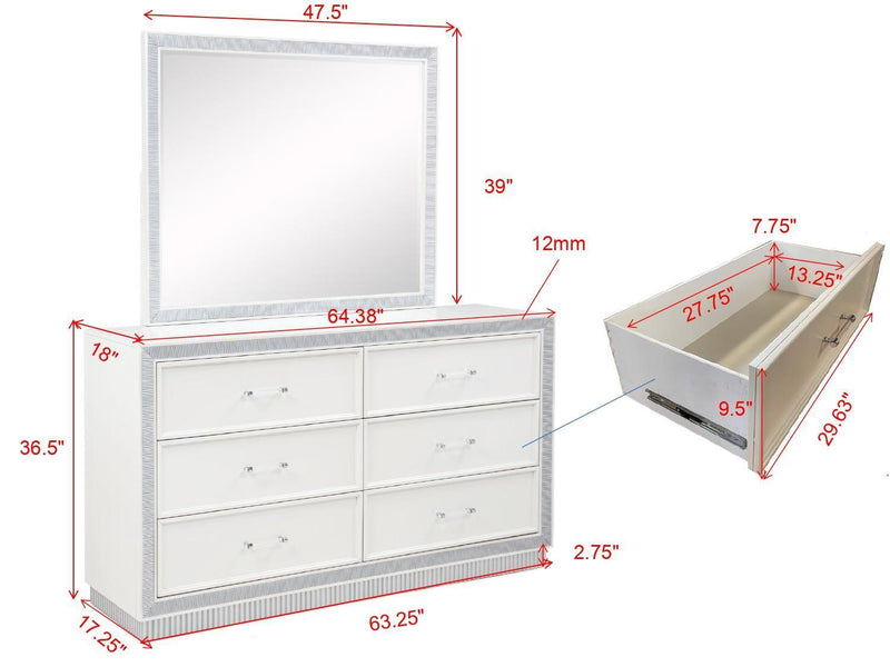 Lolo 5 PC (Queen Bed, Dresser, Mirror, Nightstand, Chest) - B467-Queen-5PC