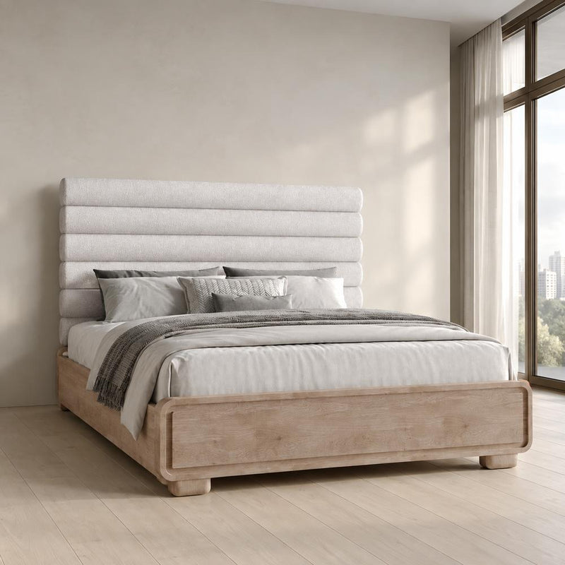 Loma - Oak Panel Queen Bed with Upholstered Headboard - B313-Q-Bed