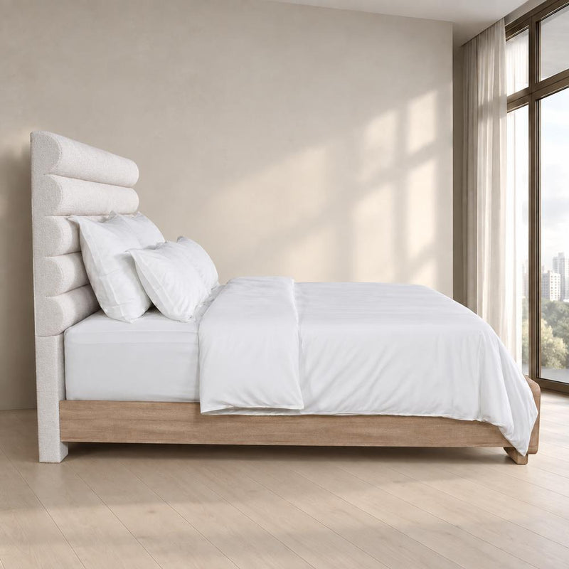 Loma - Oak Panel Queen Bed with Upholstered Headboard - B313-Q-Bed