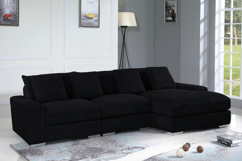 London Black 3-pc Sectional Raf Chaise - LNDN-BK-3-PC-SC-RF-C