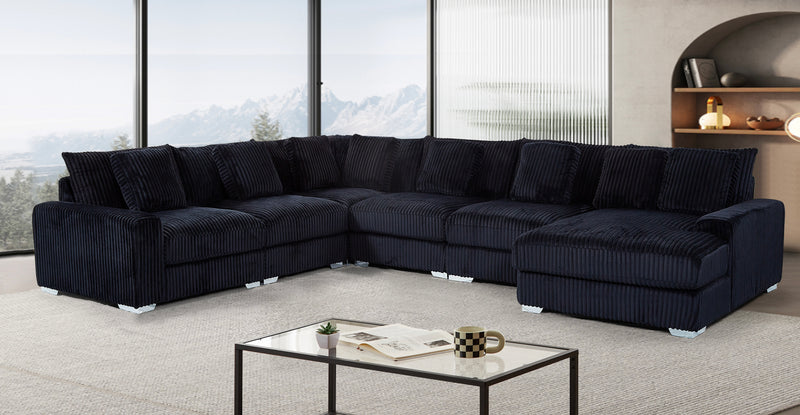 London Black 6-pc Sectional Raf Chaise - LNDN-BK-6-PC-SC-RF-C
