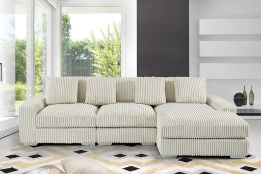 London Cream 3-pc Sectional Raf Chaise - LNDN-CRM-3-PC-SC-RF-
