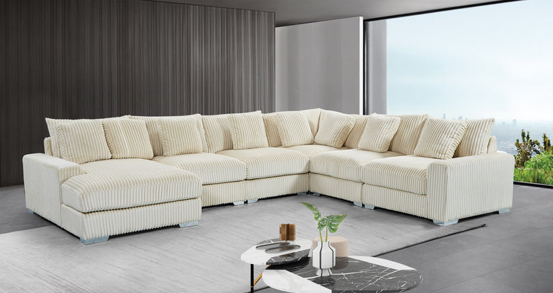 London Cream 6-pc Sectional Laf Chaise - LNDN-CRM-6-PC-SC-LF-