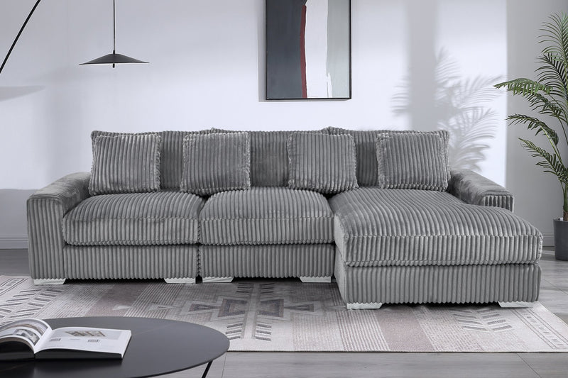 London Gray 3-pc Sectional Raf Chaise - LNDN-GY-3-PC-SC-RF-C