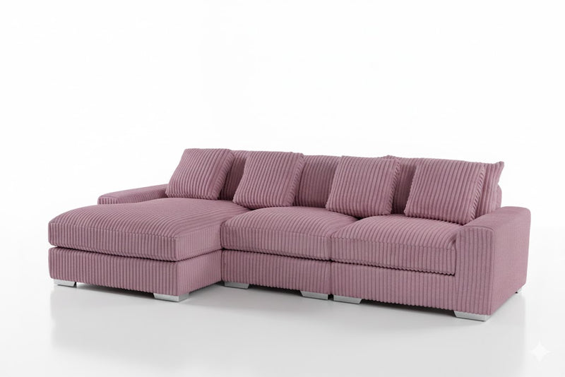 London Pink 3-Pc Sectional LAF Chaise - LNDN-PK-3-PC-SC-LF-C