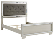 Lonnix Silver Queen LED Upholstered Panel Bed - Gate FurnitureQueen Bed