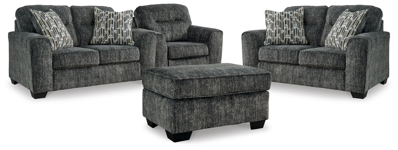 Lonoke Gunmetal 2 Loveseats, Oversized Chair and Ottoman - 50504U7