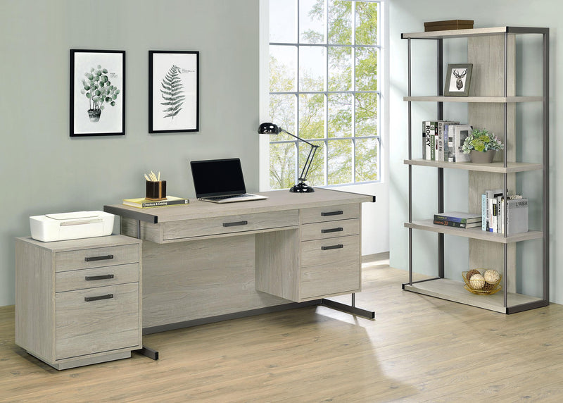 Loomis 60-inch 4-drawer Computer Desk Whitewashed Grey - 805881