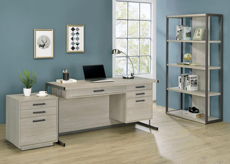 Loomis 72-inch 4-shelf Bookshelf Whitewashed Grey - 805883
