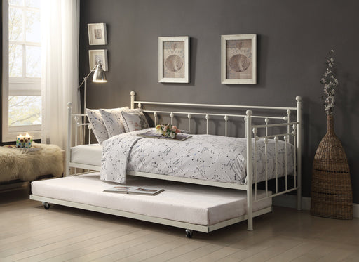 Lorena White Metal Daybed with Trundle - Gate FurnitureDaybed