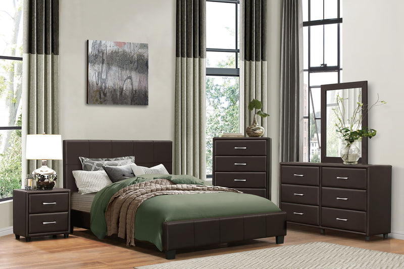 Lorenzi Dark Brown Upholstered Platform Bedroom Set - Gate FurnitureBedroom Set