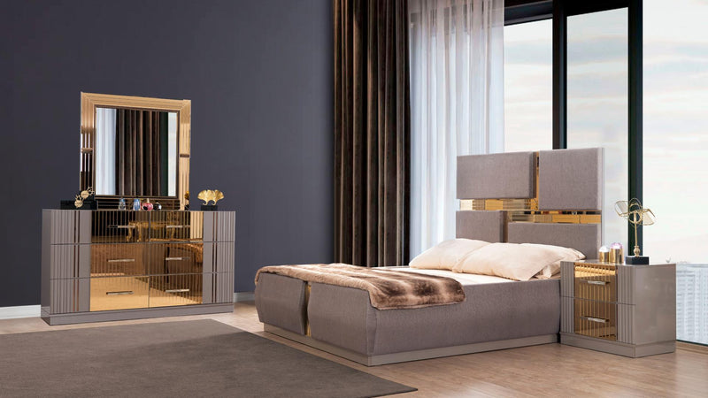 Lorenzo Queen 4 Pc Bedroom Set in River Sand Gray - Lorenzo Queen 4 Pc Bedroom Set in River Sand Gray