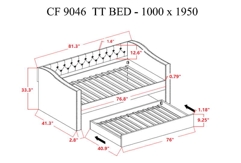 Loretta Gray Twin Daybed - Gate FurnitureDaybed