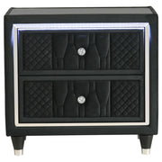 Lorient 2-drawer LED Nightstand with USB Black - 223162
