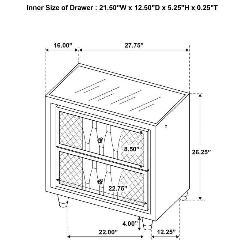 Lorient 2-drawer LED Nightstand with USB Ivory and Camel - 222662